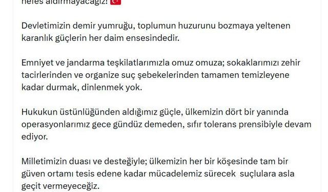 Bakan Çiftçi: Organize suç çetelerine nefes aldırmayacağız