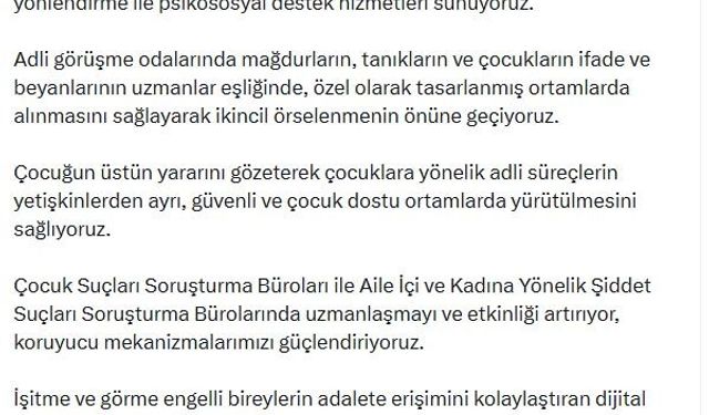 Bakan Gürlek: Adalet sistemimizde mağdurları koruyan uygulamaları hayata geçiriyoruz