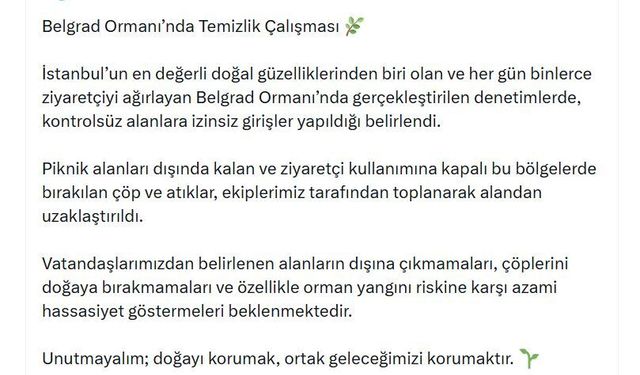 Belgrad Ormanı'nda çevre temizliği