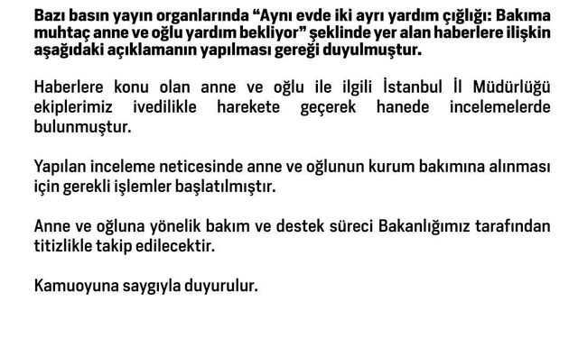Haberlere konu olan anne ve oğlu ile ilgili İstanbul İl Müdürlüğü ekipleri harekete geçti