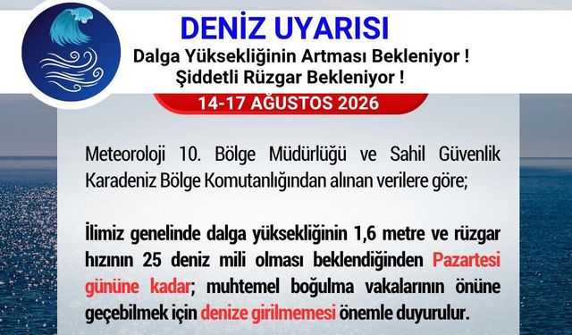 Samsun Valiliği'nden 'denize girmeyin' uyarısı