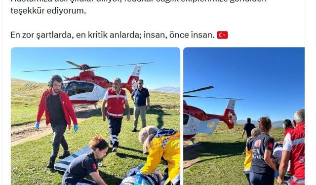 Trabzon'da düşme sonucu yaralanan kadın, helikopter ambulansla hastaneye ulaştırıldı