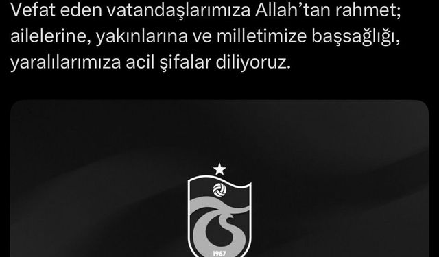 Trabzonspor'dan Girne'de alabora olan gemide hayatını kaybedenler için başsağlığı mesajı