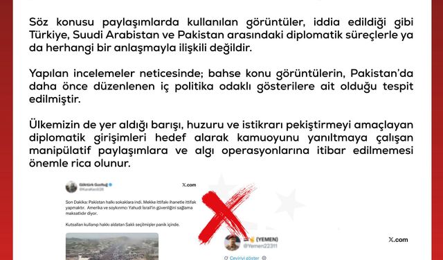 DMM'den 'Mekke Anlaşması'na ilişkin dezenformasyon uyarısı