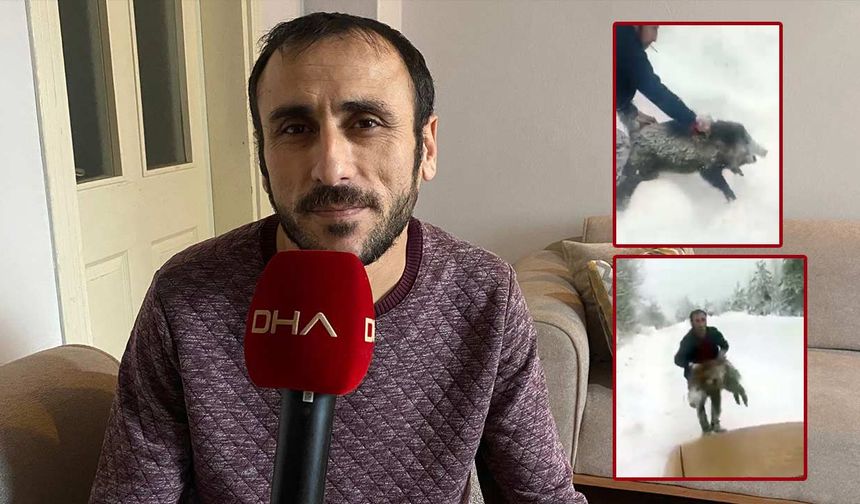 Yavru Domuzu Eliyle Yakaladı Sonra da Uyardı