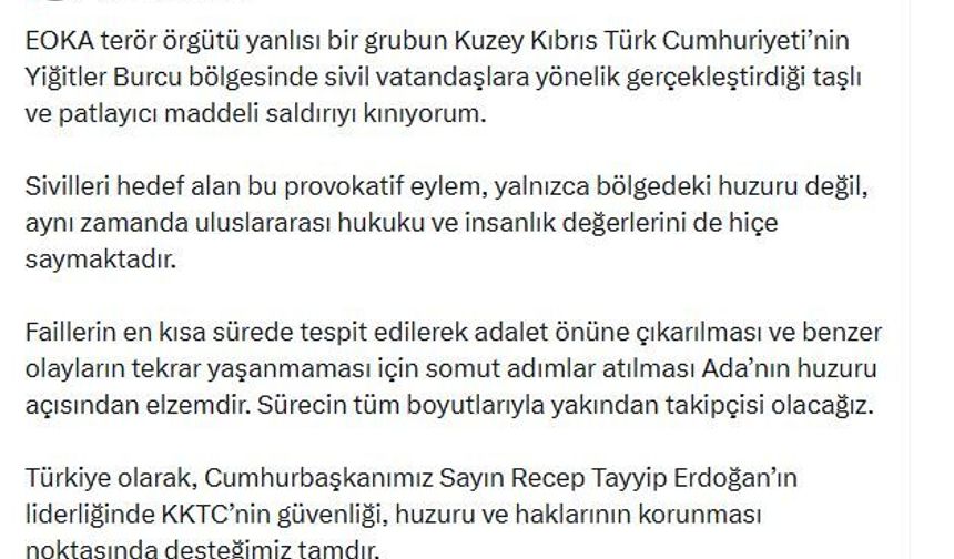 İletişim Başkanı Duran: EOKA terör örgütü yanlılarının KKTC'deki saldırısını kınıyorum