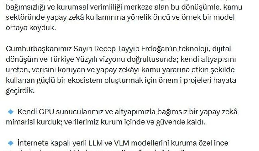 İletişim Başkanı Duran: Kamuda yapay zeka kullanımına yönelik öncü bir model ortaya koyduk