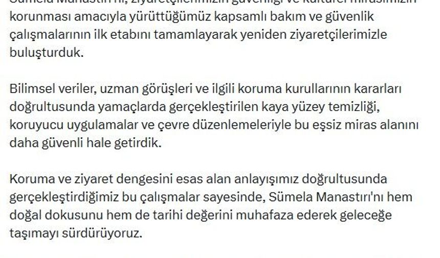 Sümela Manastırı'nda bakım çalışmalarının ilk etabı tamamlandı