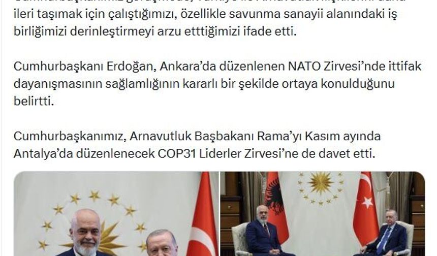 Cumhurbaşkanı Erdoğan, Arnavutluk Başbakanı Rama'yı kabul etti (2)