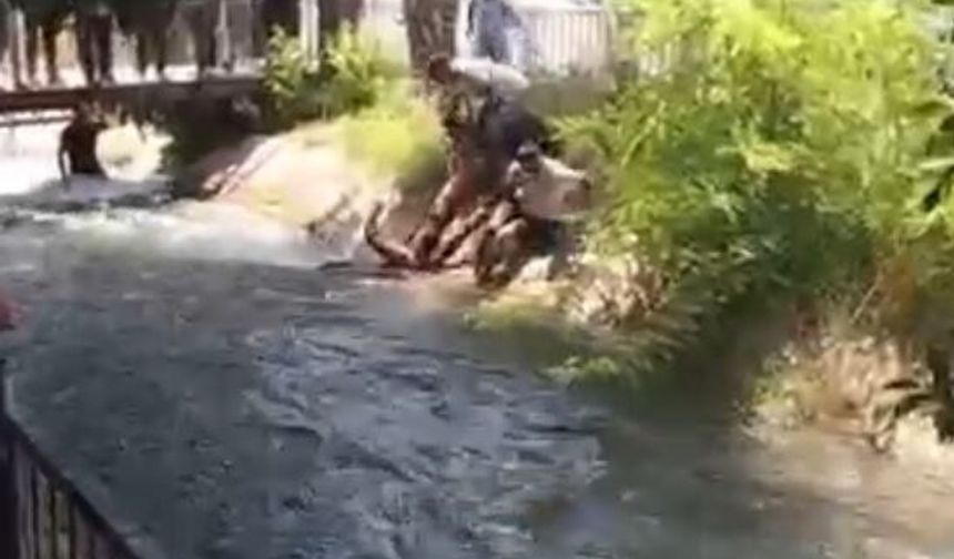 Sulama kanalında boğulma tehlikesi geçiren çocuğu çevredekiler kurtardı