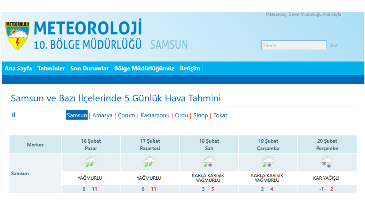 Samsun Meteoroloji Kar Soguk Hava 2