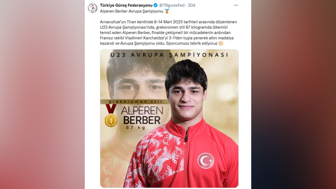 Alperen Berber Avrupa Sampiyonu 2-1