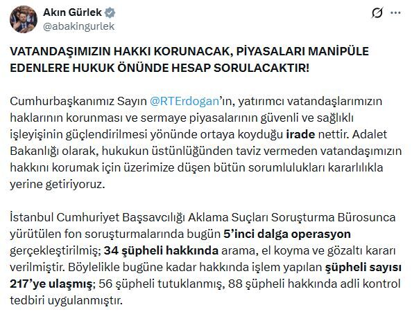 Fon soruşturmalarında 5'inci dalga operasyon: 34 gözaltı kararı